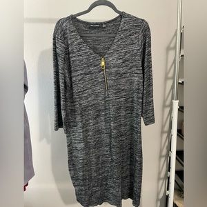 Nina Leonard Heathered Gray Midi Dress Size XL